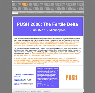 Push Institute orginal home page